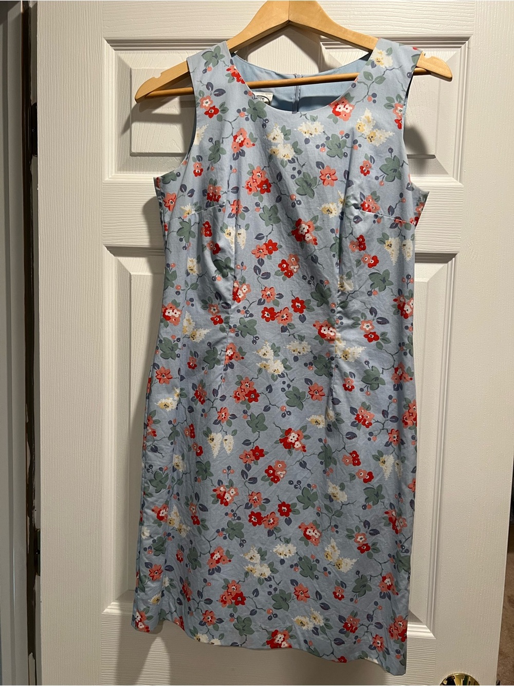 Laura Ashley Sleeveless Light Blue Floral Sheath Dress size 8